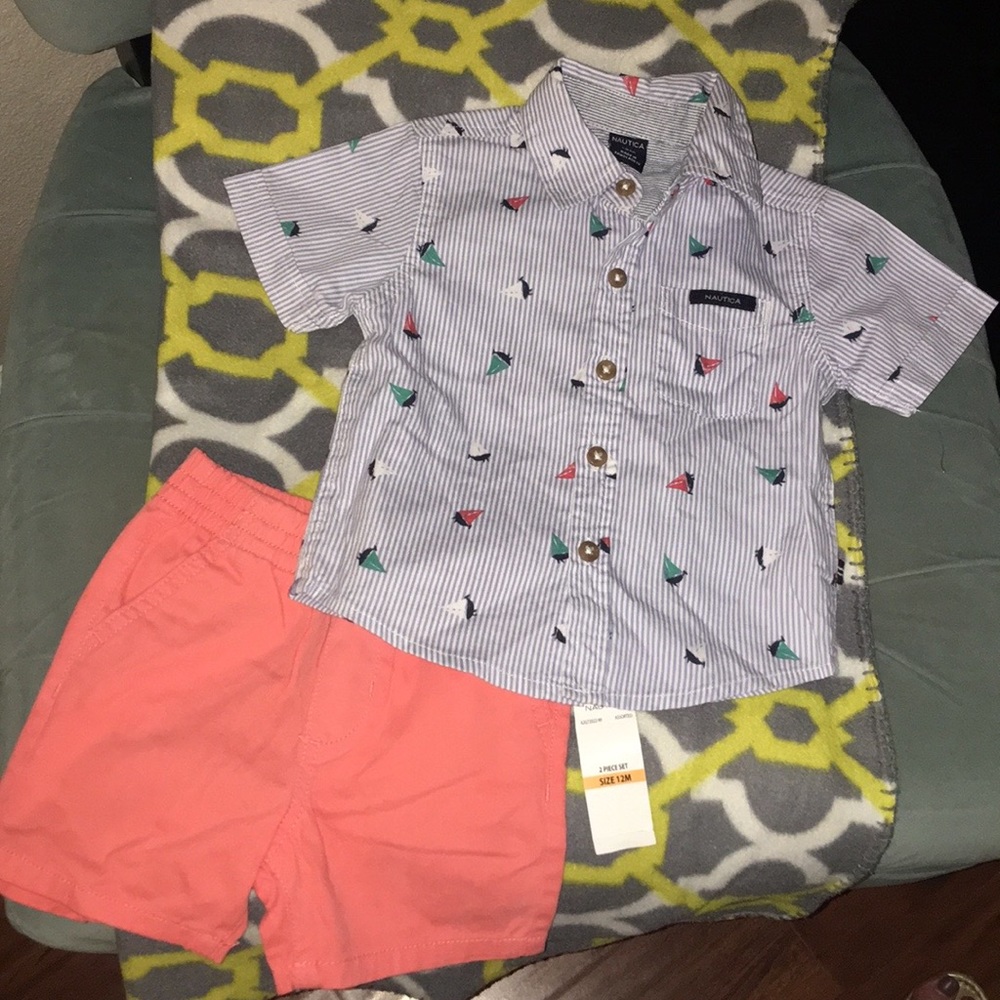 Nautica- NWT Nautical Shirt & Shorts Set 12m